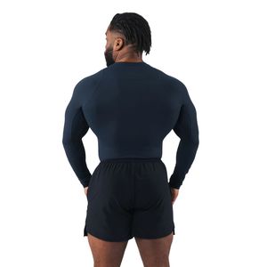 Men's Midnight <b>Blue</b> Compression Long Sleeve T-Shirt Lightweight Athletic <b>Base</b> <b>Layer</b> Fitness Training Apparel Top - Product Image 6
