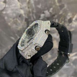 Splendide coffret cadeau de bijoux de luxe, montre en argent avec moissanite, boîtier de 28 mm, mouvement à quartz ETA analogique, bracelet en cristal saphir, pour homme, étanche 10 m - Product Image 2