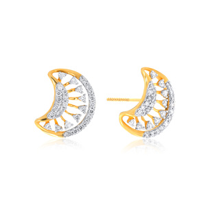 Elegant Gold and <b>Silver</b> Crescent Moon Inspired Fashion Ring with Sparkling CZ Stones and Intricate Openwork Design - Product Image 2