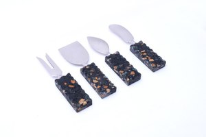 2026 Latest Design <b>Cheese</b> <b>Knife</b> <b>Set</b> 4 Pcs Stainless Steel Blades Stone Handles Durable <b>Cheese</b> Tools For Kitchen Utensil - Product Image 2