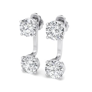 Pendientes de lujo de oro rosa con diamantes redondos de talla brillante, minimalistas, dos en uno, tipo gota, joyería de moda para mujer - Product Image 3