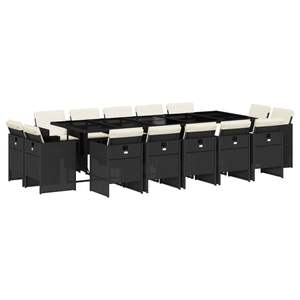 Ensemble de 14 meubles de jardin pour terrasse en noir et blanc crème - Product Image 2