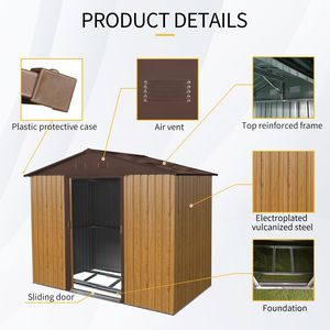 Casetta da Giardino in Metallo 2,4m x 1,2m con Porta Scorrevole, Colore Caffè, per Cortile, Patio e Prato - Product Image 2
