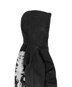 Sweat à capuche zippé en molleton brodé délavé pour homme – Collection Automne |   Manches raglan avec grande poche |   OEM sur mesure, coupe ample - Product Image 3