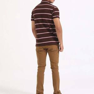 Polo de punto trenzado a rayas para hombre, prendas de punto de algodón premium, ropa informal de manga corta, polos para hombre en venta - Product Image 2