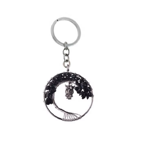 Porte-clés en cristal de haute qualité, agate noire, arbre de vie, porte-clés en pierre naturelle, hibou, cadeaux pour femmes - Product Image 1