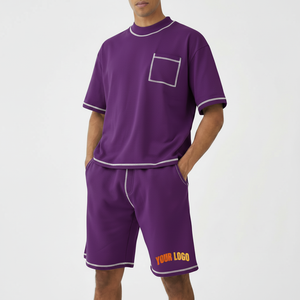 Conjunto de Camiseta y Pantalones Cortos Casuales de Verano para Hombre, Estampados, Transpirables, de Poliéster y Algodón, de 2 Piezas, de Manga Corta, Estilo Fin de Semana - Product Image 1