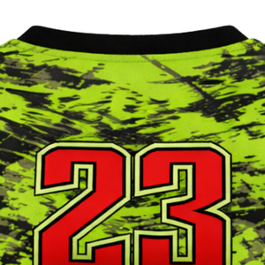 เสื้อซอฟต์บอลแบบไม่มีแขนพิมพ์ลายแบบ Full Dye Sublimation สีเขียวนีออนดำลายสาดสี ออกแบบชุดทีมตามสั่งพร้อมหมายเลขด้านหลัง - Product Image 6