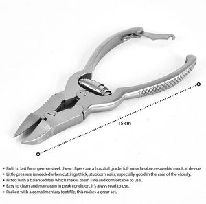 Professional Heavy Duty Toenail & Finger Cantilever Clippers Stainless Steel 15cm Barrel Spring Thick Nails Cutter - Product Image 6
