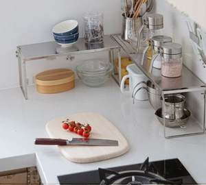 Étagère en acier inoxydable pliable et évolutible à un seul niveau, style moderne, multifonction, pour rangement d'épices et de casseroles, modèle 304 - Product Image 3