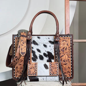 Trending Product Newly Design Hand Tooled Leather Women's <b>Tote</b> <b>Bag</b> & Hand Tooled Cowhide Leather Clutch Ladies 2 Pieces Set - Product Image 6