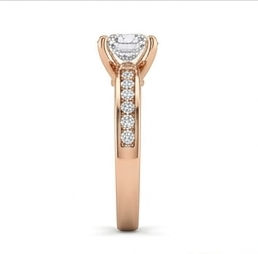 Bague en or rose 14 carats avec diamant solitaire rond de 2,00 carats et pierres latérales, certifiée IGI, cultivée en laboratoire, style tendance pour femme - Product Image 3