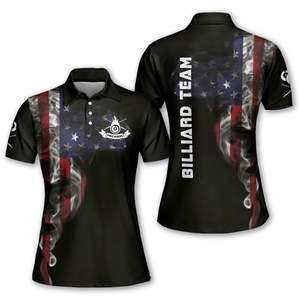 Camiseta de Billar 3D Personalizada para Equipos, Ropa Deportiva con Diseño de Bola 8, Manga Corta, Transpirable, 100% Poliéster - Product Image 1