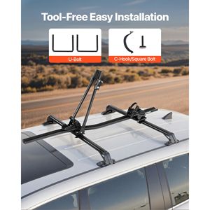 Portabici da Tetto per Auto, Capacità 33 Libbre, Montaggio Verticale, Sistema di Bloccaggio Sicuro, Compatibile con la Maggior Parte delle Barre Trasversali Standard, in Alluminio - Product Image 6