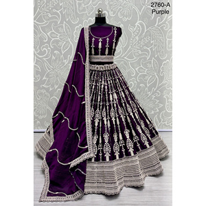 Collections de velours de vêtements de mariée indiens pour la mariée avec le travail de Zarkhan par Fabzone - Product Image 1