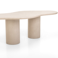 Mesa de Comedor Larga Elegance Beige de MDF con Dos Patas Resistentes de MDF para Cenas Familiares Grandes
