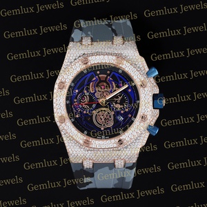 Luxury Wear D VVS Moissanite Diamond Chronographe Camouflage Pattern Rubber Strap Iced Out Pass Diamond Tester Watch - Product Image 3