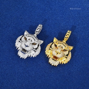 Colgante de Cabeza de Tigre de Moissanita, Plata de Ley 925, Colgante de Animal, Colgante Esmaltado de Cabeza de Tigre Estilo HipHop, Joyería Esmaltada Hecha a Mano - Product Image 5