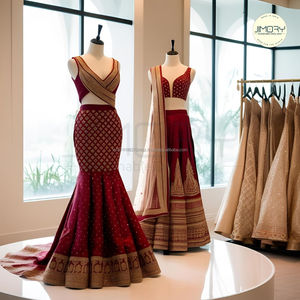 Venta al por mayor Pishwas Anarkali acampanado rayón Maxi vestido bordado Lehenga Choli para mujeres Formal nupcial vestido de novia étnico - Product Image 6