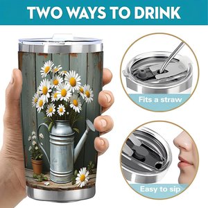 Stainless Steel Tumbler 20oz Double Wall Insulated Keep <b>Cold</b> All Day Leakproof Camping Drink <b>Cup</b> - Product Image 5