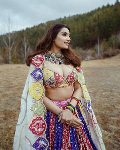 Conjunto de Lehenga Choli para Mujer, Estampado Digital, Trabajo con Espejos, Gota Patti, Encaje, Dupatta, Vestido Largo para Fiesta de Diwali - Product Image 3