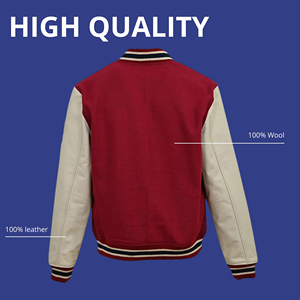 OEM Manufacturer High Quality Unisex Baseball Letterman Varsity Jacket Custom Embroidery Polyester Sleeves Stand Collar Front - Product Image 5