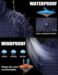 Men's Lightweight <b>Packable</b> Down Coat Waterproof Winter Hooded Stand Collar <b>Jacket</b> 100% Filling Front Logo Casual Storage Pouch - Product Image 6