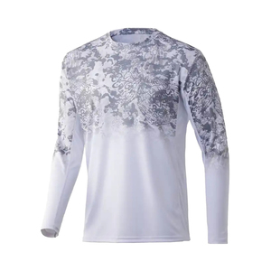 เสื้อตกปลาแขนยาวผู้ชาย พิมพ์โลโก้ตามสั่ง ป้องกันแสงแดด UPF 50 ผลิตจากโพลีเอสเตอร์ 100% ระบายอากาศได้ดี กันน้ำ ขายส่ง บริการ OEM คุณภาพดีที่สุด - Product Image 1