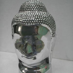 Statue tête de bouddha décorative moderne, faite en Aluminium - Product Image 2