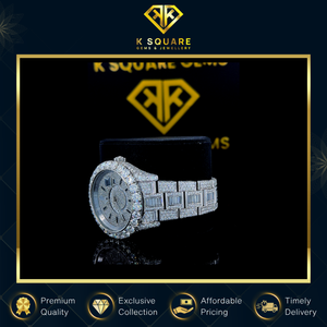 Montre de luxe en acier inoxydable à quartz automatique, étanche, avec bracelet en silicone et diamants Moissanite, fournie directement par l'usine - Modèle 3 - Product Image 4