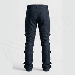 Jean en denim coupe droite délavé foncé pour homme, taille haute, coupe slim, en coton, style streetwear, pantalon automne - Product Image 2