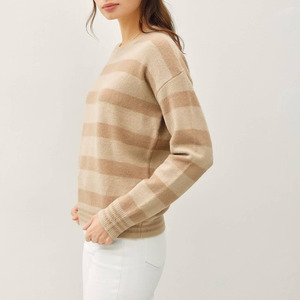 Women's Minimalist Crew Neck Solid Full Sleeve Knitted Cardigan Autumn Wear 100% Acrylic Wool Blend Anti-Wrinkle <b>Covered</b> <b>Button</b> - Product Image 4