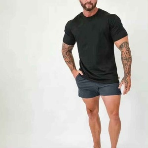 Men's <b>Black</b> Short Sleeve O-Neck <b>T</b>-<b>Shirt</b> Regular Fit Casual Jersey Cotton Solid Color <b>Plain</b> Dyed Knitted Top - Product Image 2