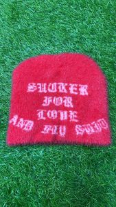 Bonnet en mohair tendance pour homme, style streetwear, tricoté, chaud pour l'hiver, avec motif lettres - Product Image 5