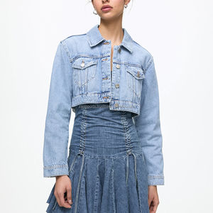 Chaqueta Vaquera para Mujer, Personalizable en Varios Colores, Cierre de Botones, Lavado Medio, Moda Otoño-Primavera, Venta al Por Mayor - Product Image 6