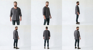 T-shirt tricoté oversize pour homme à col en V, manches courtes, style décontracté, grande taille, épaules tombantes, style streetwear ample - Product Image 6