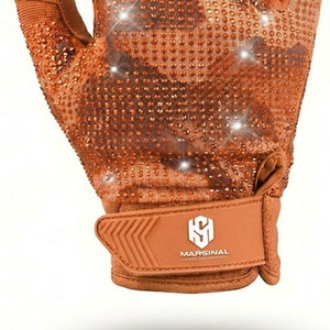 Guantes de Fútbol Americano con Pedrería, Estilo Nuevo, Color Naranja, Guantes Deportivos de Alta Calidad con Pedrería para Hombre - Product Image 4