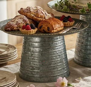 Base para Pastel Galvanizada de Zinc Estilo Rústico con Base Corrugada para Panadería y Eventos - ¡Oferta! - Product Image 5