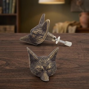 Antique Brass Cast Iron Fox Animal <b>Knobs</b> Industrial Design Style <b>Dresser</b> Bedroom Kitchen Hotel School Cabinet Handles Pulls - Product Image 4