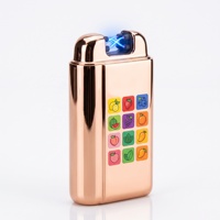 Briquet Électrique Plasma au Design Attrayant, Arc Coupe-Vent Sans Flamme, Rechargeable USB, Plaqué Or, Verrou de Sécurité, Décoratif pour Cigares et Barbecues
