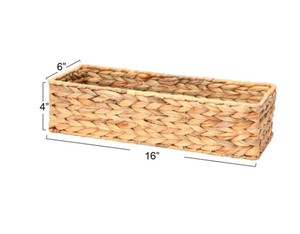 Natural Handwoven Water Hyacinth <b>Storage</b> <b>Basket</b> <b>Rectangular</b> Woven Organizer for Bathroom Kitchen Pantry Shelf Made in Vietnam - Product Image 2