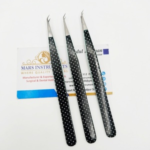 Pince à épiler professionnelle en acier inoxydable à 45 degrés pour extensions de cils, pointe en fibre, qualité supérieure - Product Image 3