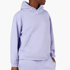 Sweat-shirt à capuche violet clair pour femme avec poche avant, pull décontracté pour l'hiver, haut de jogging - Product Image 4