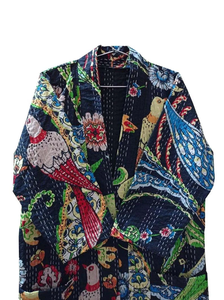 Bata Kimono con Estampado de Dibujos Animados para Mujer, 100% Algodón, Suave y Transpirable, Camisón de Verano Hecho a Mano, Cuello en V, Cintura Elástica, Largo Completo - Product Image 2