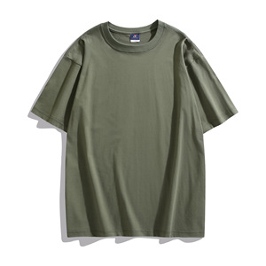 <b>Olive</b> <b>Green</b> Men's Oversized Cotton <b>T</b>-<b>Shirt</b> Short Sleeve O-Neck Casual Solid Jersey Fit Regular Length - Product Image 1