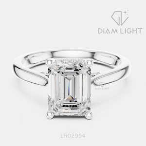 Bague de fiançailles et de mariage pour femme, cadeau de bijoux, certifiée IGI, diamant de laboratoire taille émeraude 2,08 carats, ensemble de bagues en or blanc 14 carats - Product Image 1