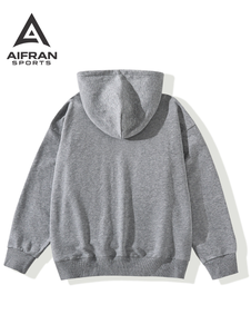 เสื้อฮู้ดดี้ผู้ชายทรงโอเวอร์ไซส์ แบรนด์ AIFRAN ผ้าคอตตอนผสมโพลีเอสเตอร์ ทรงหลวม สีพื้น สไตล์ลำลอง สำหรับฤดูใบไม้ผลิ แบบสวมหัว ODM ขายส่ง - Product Image 2