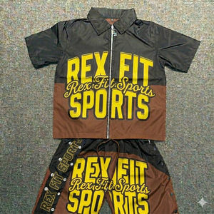 Ensemble de survêtement d'été léger en nylon et polyester pour homme, coupe-vent personnalisé avec logo d'usine, style streetwear - Product Image 2