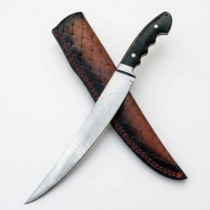 Handmade Stainless Steel Fillet <b>Boning</b> Fishing Kitchen <b>Knife</b> Fixed Blade Resin <b>Handle</b> Leather Sheath Wholesale Manufacturer - Product Image 1