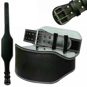Cinturón de levantamiento de pesas de cuero vacuno marrón ajustable con soporte lumbar para entrenamiento en gimnasio - Product Image 1